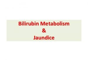 Metabolism of jaundice