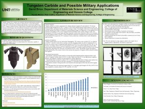 Tungsten Carbide and Possible Military Applications David Brice