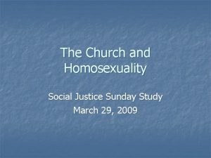 The Church and Homosexuality Social Justice Sunday Study