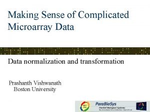 Making Sense of Complicated Microarray Data normalization and