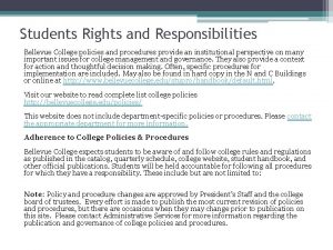 Students Rights and Responsibilities Bellevue College policies and