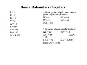 Roma Rakamlar Saylar I1 II 2 III 3