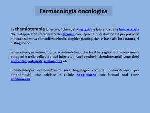 Farmacologia oncologica