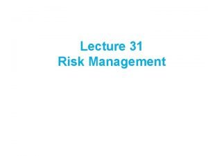 Risk management lecture