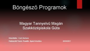 Bngsz Programok Magyar Tannyelv Magn Szakkzpiskola Gta Ksztette