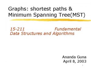 Graphs shortest paths Minimum Spanning TreeMST 15 211