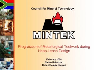 Council for Mineral Technology Progression of Metallurgical Testwork