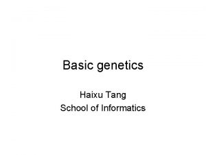 Basic genetics Haixu Tang School of Informatics Mendels