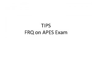 Apes exam tips