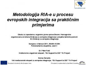 Metodologija RIAe u procesu evropskih integracija sa praktinim