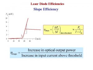 Laser Diode Efficiencies Slope Efficiency Laser Diode Efficiencies