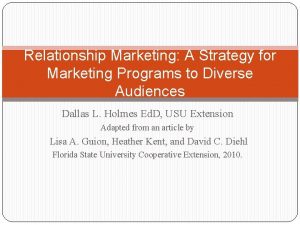 Relationship marketing programs