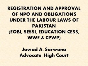 Npo registration in pakistan