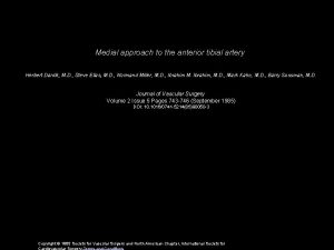 Medial approach to the anterior tibial artery Herbert