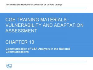 CGE TRAINING MATERIALS VULNERABILITY AND ADAPTATION ASSESSMENT CHAPTER