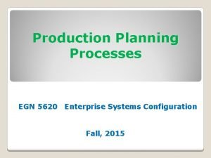 Production Planning Processes EGN 5620 Enterprise Systems Configuration