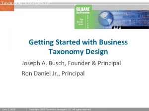 Taxonomy Strategies LLC Getting Started with Business Taxonomy