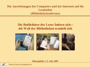 Die Auswirkungen des Computers und des Internets auf