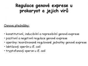 Regulace genov exprese u prokaryot a jejich vir
