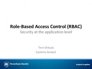 RoleBased Access Control RBAC Security at the application