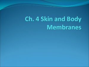 Ch 4 Skin and Body Membranes Epithelial Membranes