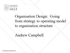 Nine tests of organisation design