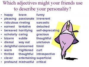 Adjectives for friends