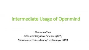 Intermediate Usage of Openmind Shaohao Chen Brian and