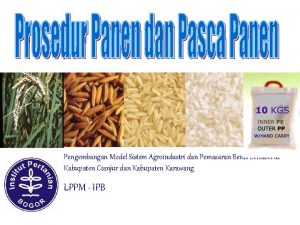 Pengembangan Model Sistem Agroindustri dan Pemasaran Beras Berlabel