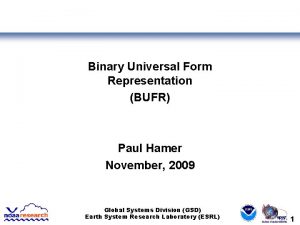 Binary Universal Form Representation BUFR Paul Hamer November