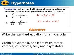 Writing equations of hyperbolas