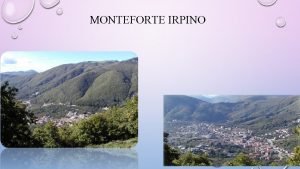 MONTEFORTE IRPINO Indagini sulle Filastrocche e sulle Canzoni