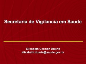 Secretaria de Vigilancia em Saude Elisabeth Carmen Duarte