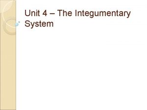 Unit 4 The Integumentary System Integumentary System Also