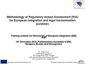 Methodology of Regulatory Impact Assessment RIA for European