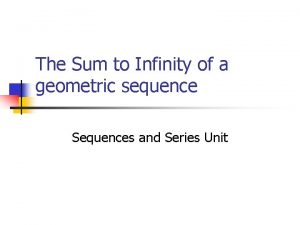The Sum to Infinity of a geometric sequence