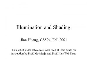 Illumination and Shading Jian Huang CS 594 Fall