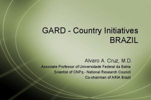 GARD Country Initiatives BRAZIL Alvaro A Cruz M