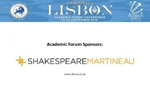 Academic Forum Sponsors www shma co uk Fourth