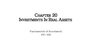 Real assets vs financial assets