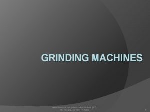 GRINDING MACHINES www bookspar com Website for Students