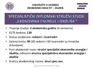 SVEUILITE U ZAGREBU EKONOMSKI FAKULTET ZAGREB SPECIJALISTIKI DIPLOMSKI