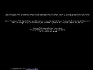 Identification of atopic dermatitis subgroups in children from