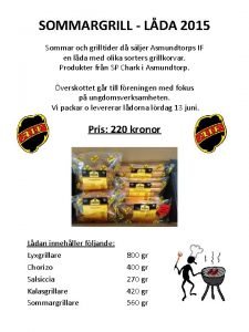 SOMMARGRILL LDA 2015 Sommar och grilltider d sljer