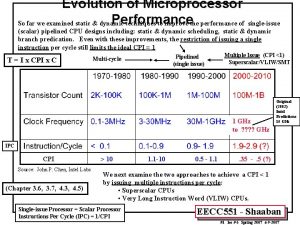 Evolution of Microprocessor Performance So far we examined