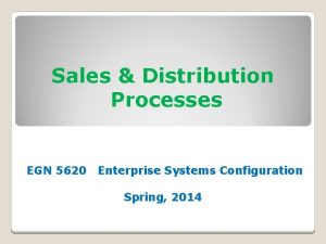 Sales Distribution Processes EGN 5620 Enterprise Systems Configuration