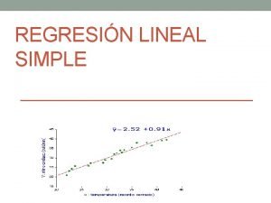 REGRESIN LINEAL SIMPLE Temas Introduccin Anlisis de regresin