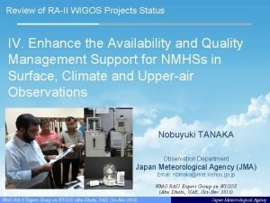 Review of RAII WIGOS Projects Status IV Enhance