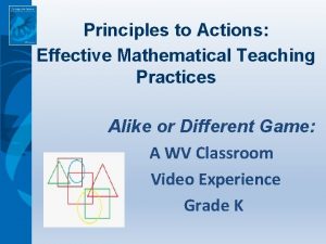 Principles to Actions Effective Mathematical Teaching Practices Alike