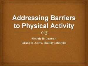 What is personal barriers to physical activity